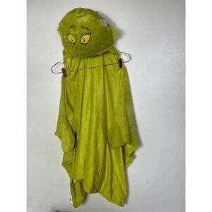 The Grinch Kids Hooded Fleece Throw Blanket Hand Pockets Towel Green 29x47